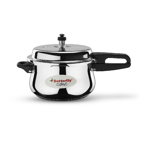 Butterfly Curve Pressure Cooker Stainless Steel 5.5 Liters | Vasanth &amp; Co